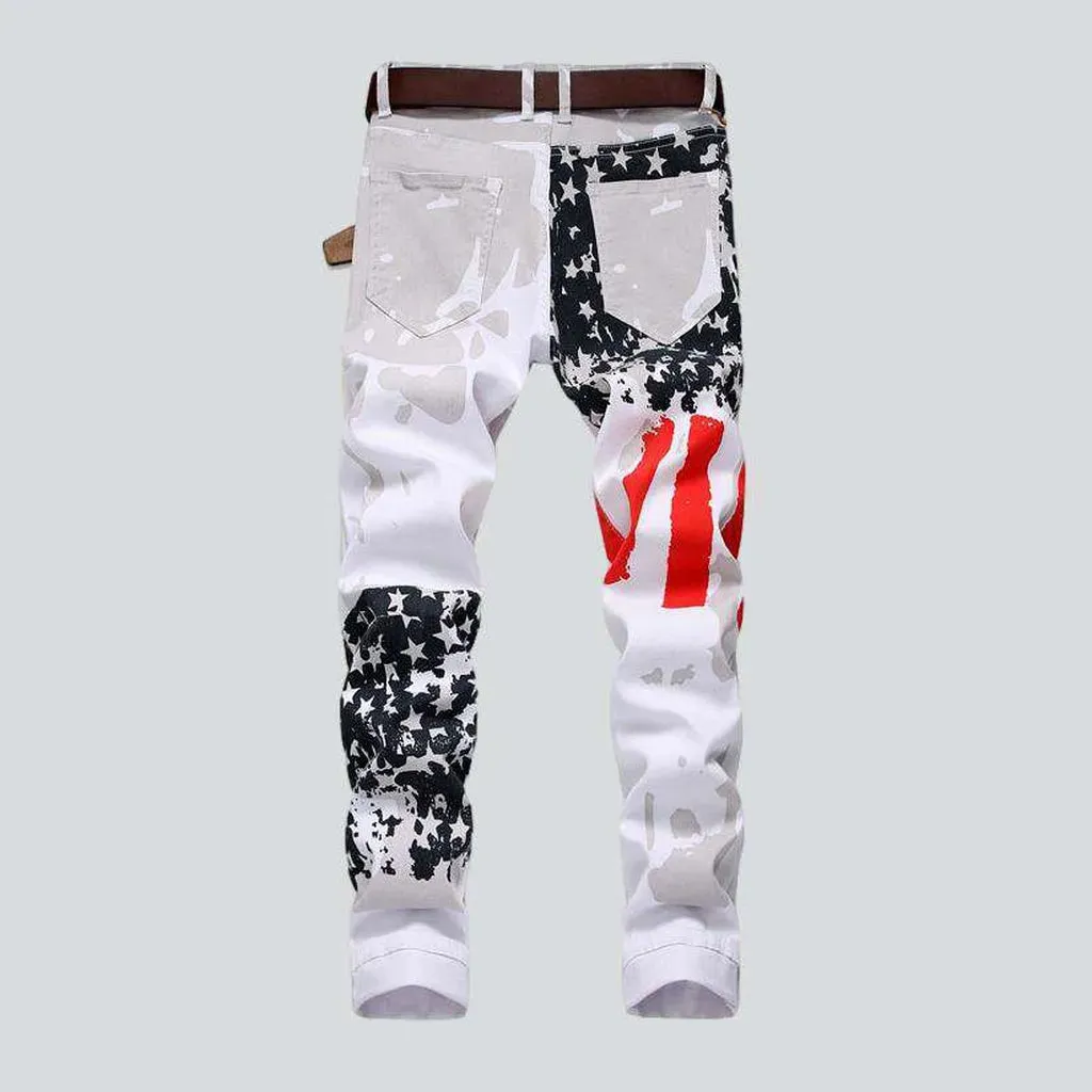 American flag white men's jeans