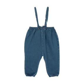 Analogie Blue Denim Bow Suspender Romper