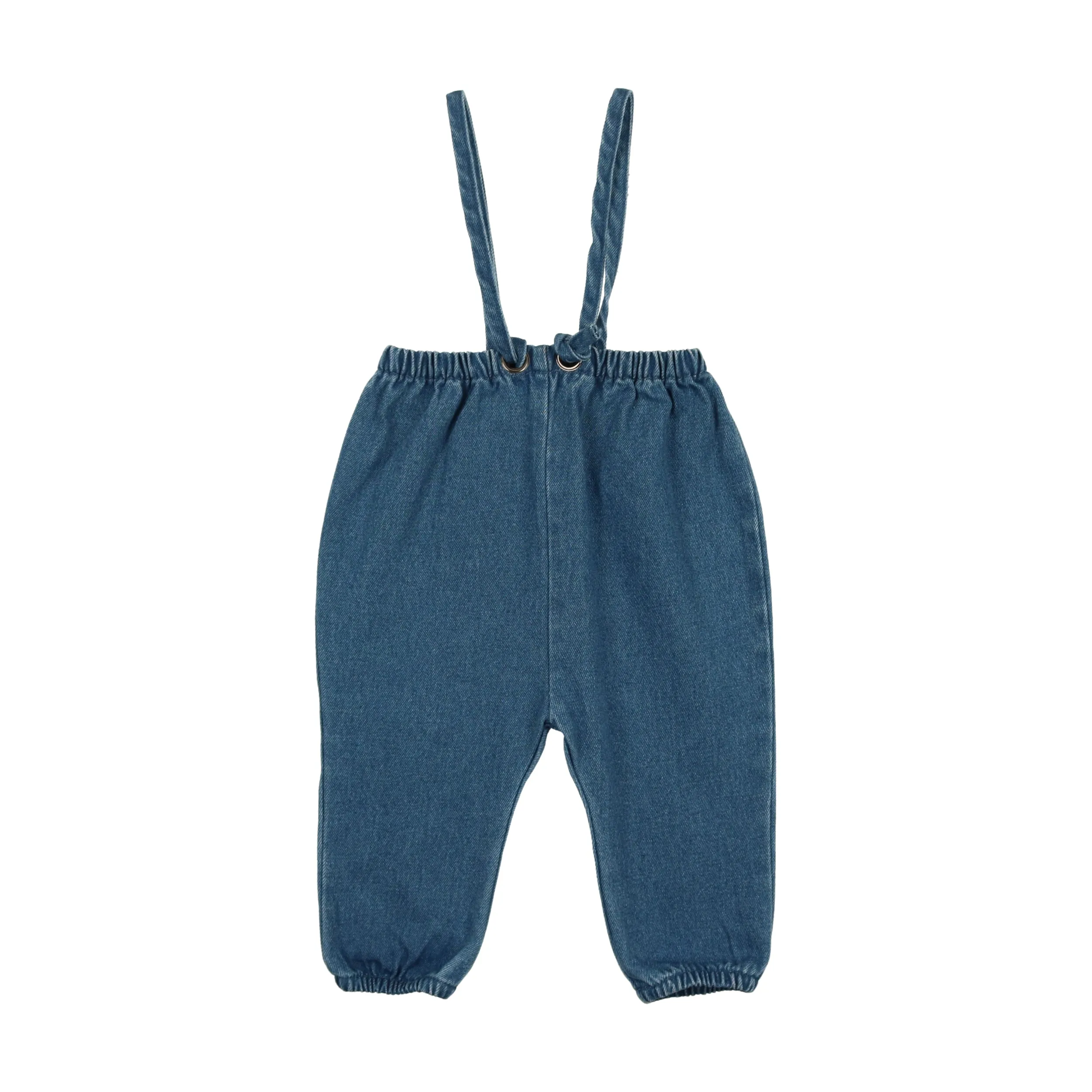 Analogie Blue Denim Bow Suspender Romper