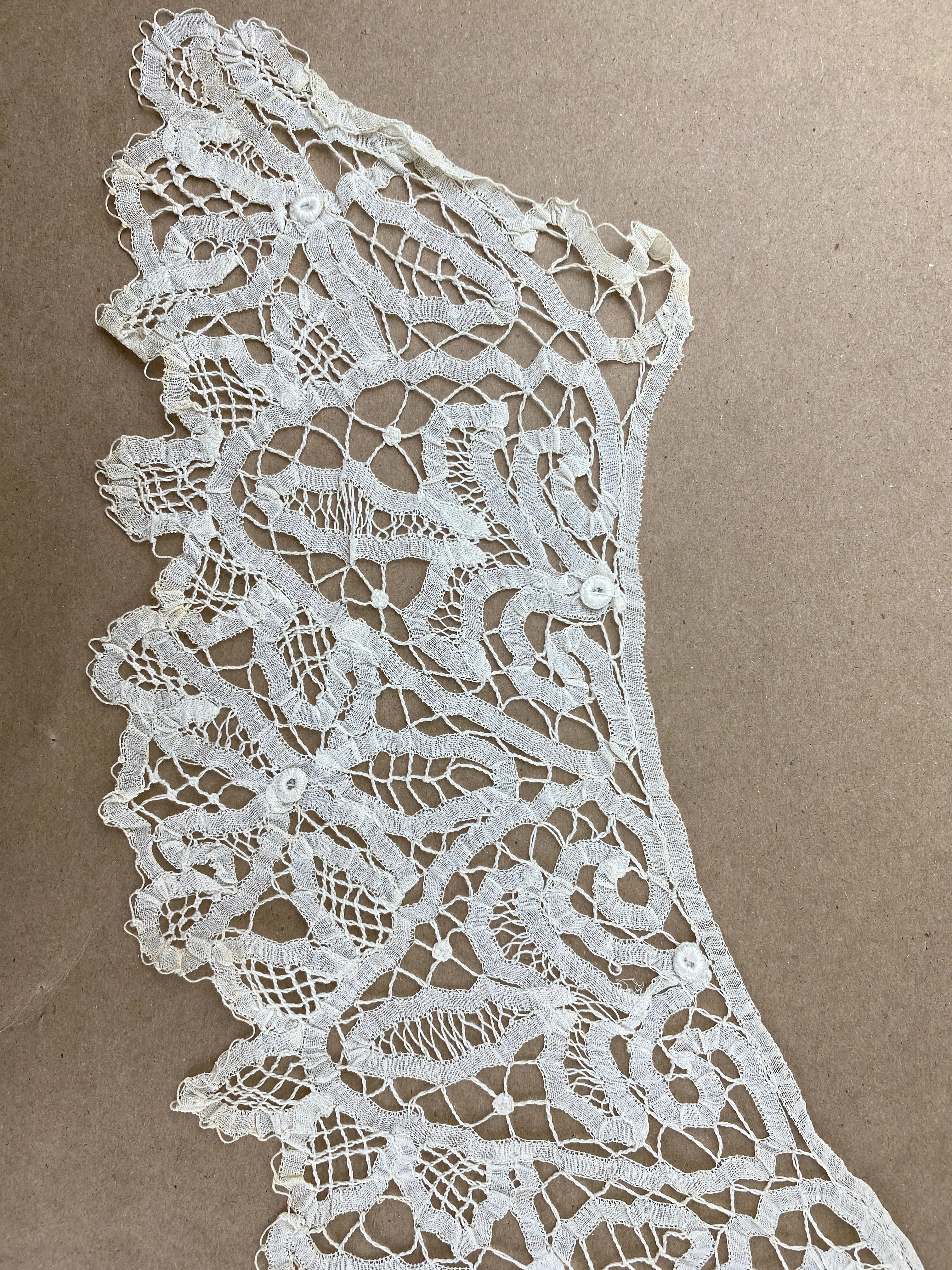 Antique Edwardian Cream Handwork Tape Lace Bertha Collar