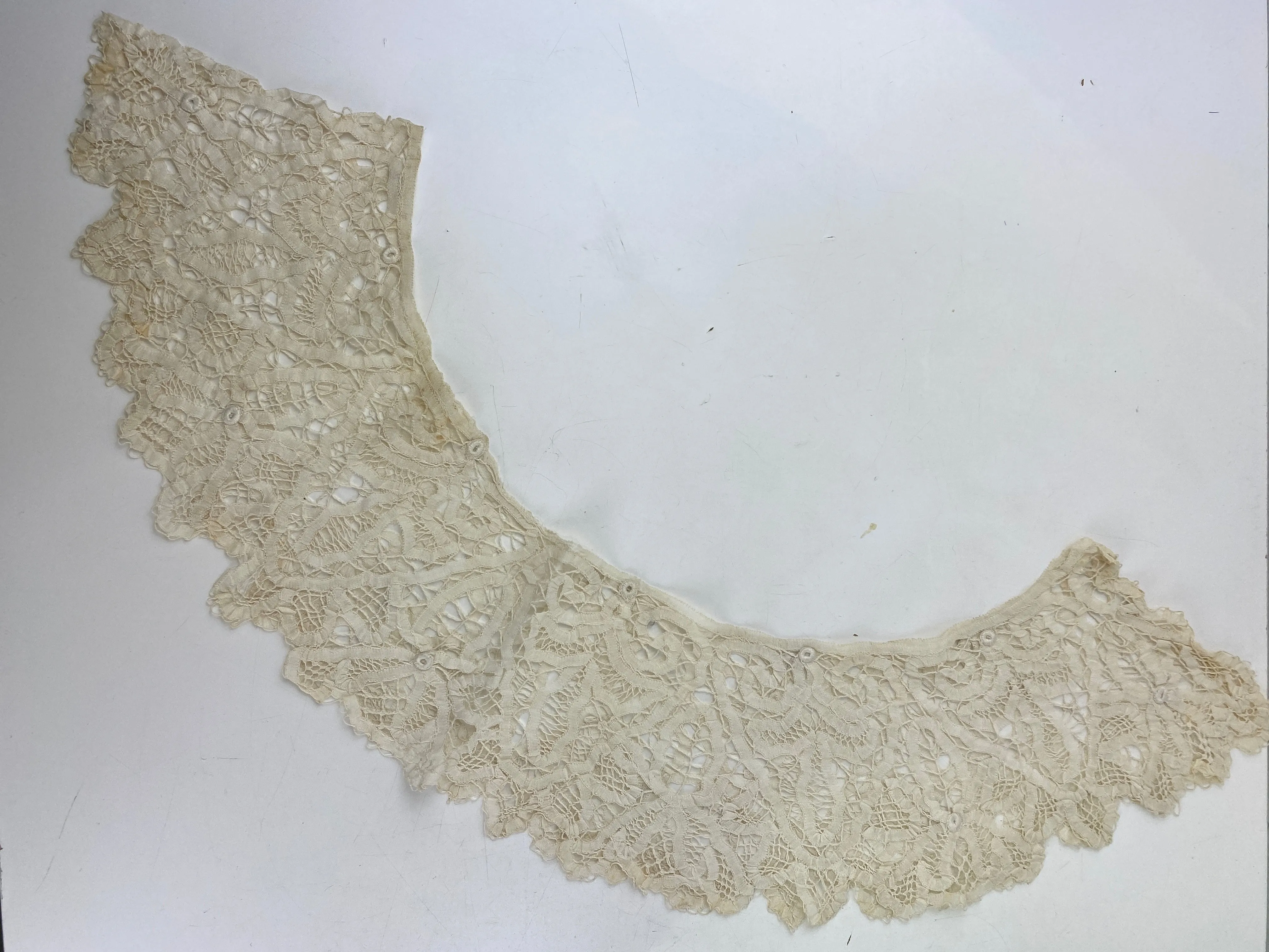 Antique Edwardian Cream Handwork Tape Lace Bertha Collar