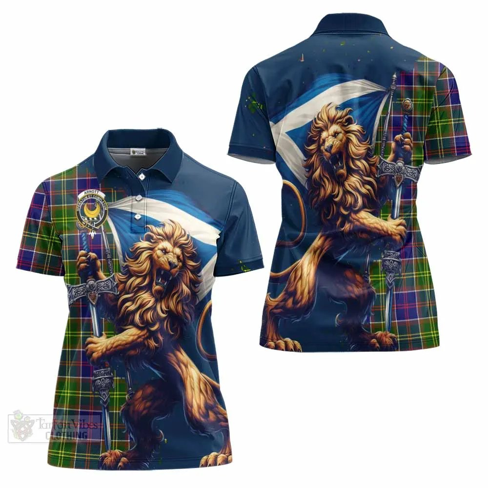 Arnott Tartan Family Crest Women's Polo Shirt with Scottish Majestic Lion