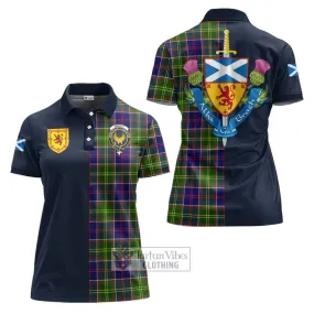 Arnott Tartan Women's Polo Shirt Alba with Scottish Lion Royal Arm Half Style