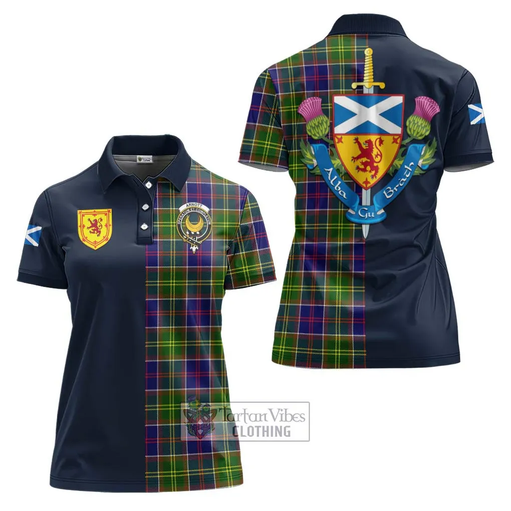 Arnott Tartan Women's Polo Shirt Alba with Scottish Lion Royal Arm Half Style