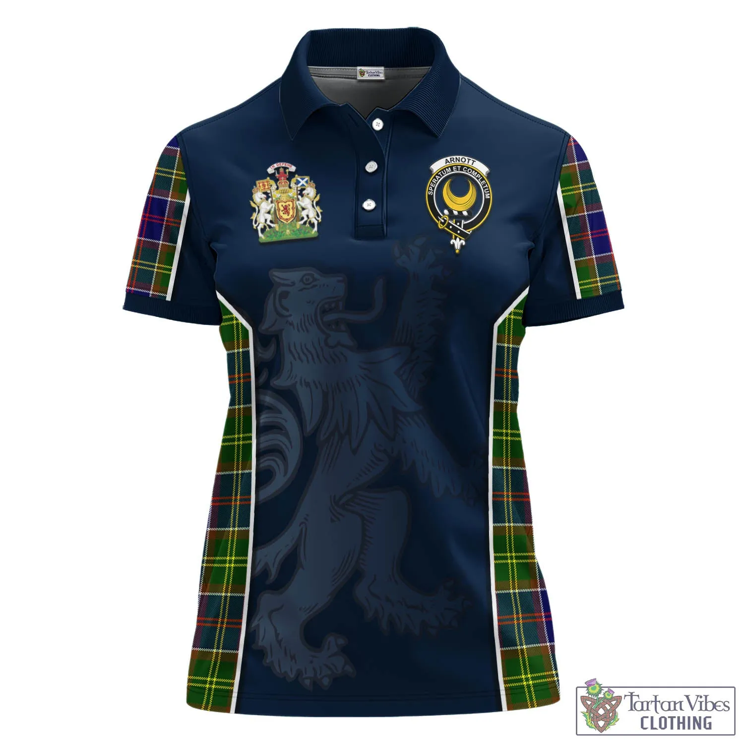 Arnott Tartan Women's Polo Shirt with Family Crest and Lion Rampant Vibes Sport Style