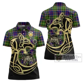 Arnott Tartan Women's Polo Shirt with Family Crest Celtic Wolf Style