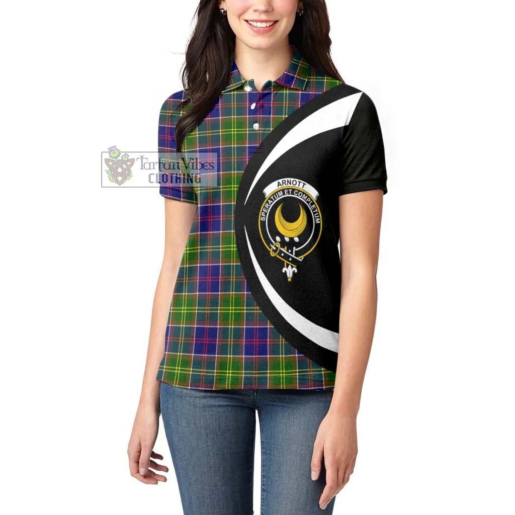 Arnott Tartan Women's Polo Shirt with Family Crest Circle Style