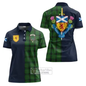 Arthur Highland Tartan Women's Polo Shirt Alba with Scottish Lion Royal Arm Half Style