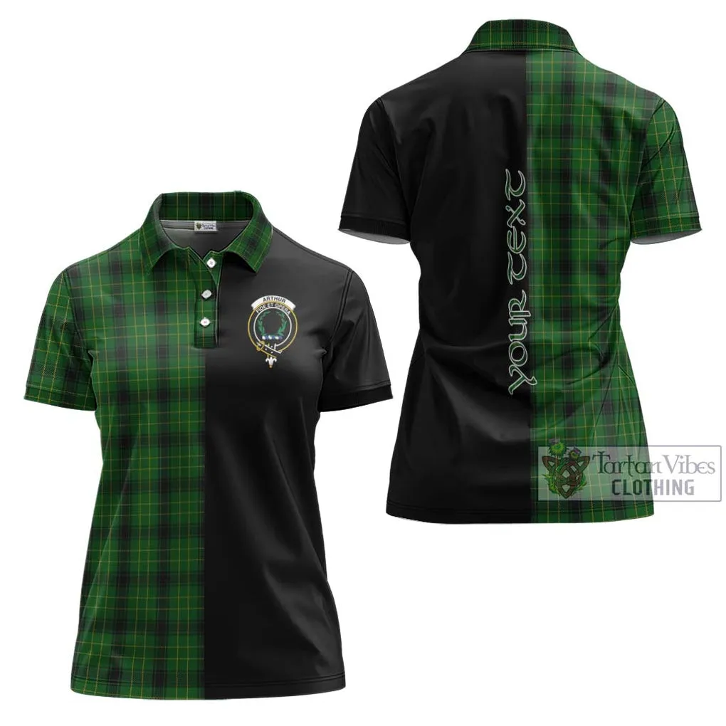 Arthur Highland Tartan Women's Polo Shirt with Family Crest and Half Of Me Style