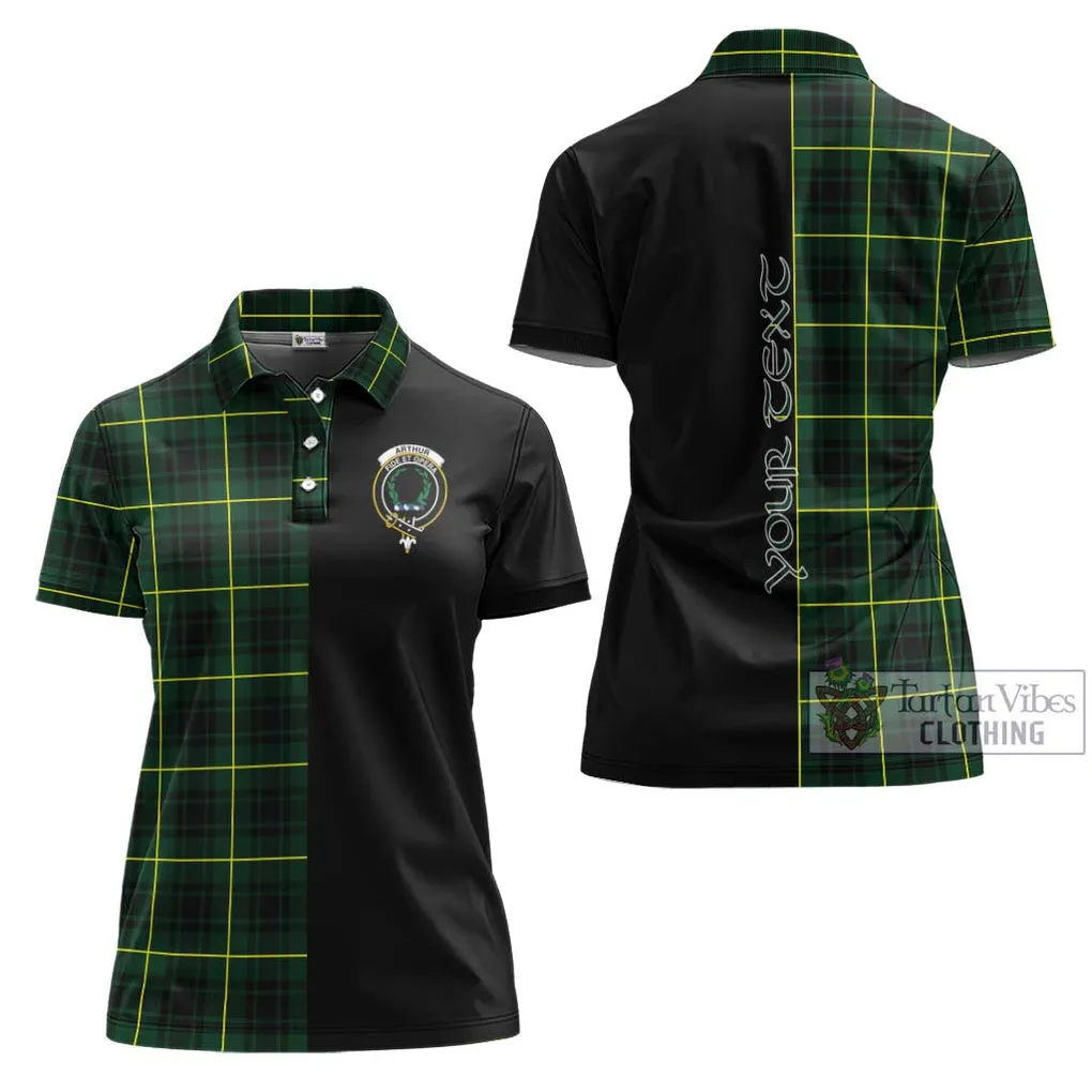 Arthur Modern Tartan Women's Polo Shirt with Family Crest and Half Of Me Style