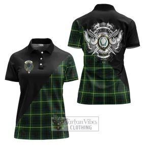 Arthur Modern Tartan Women's Polo Shirt with Family Crest and Military Logo Style