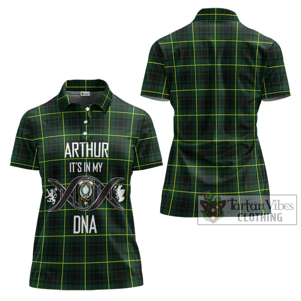 Arthur Modern Tartan Women's Polo Shirt with Family Crest DNA In Me Style