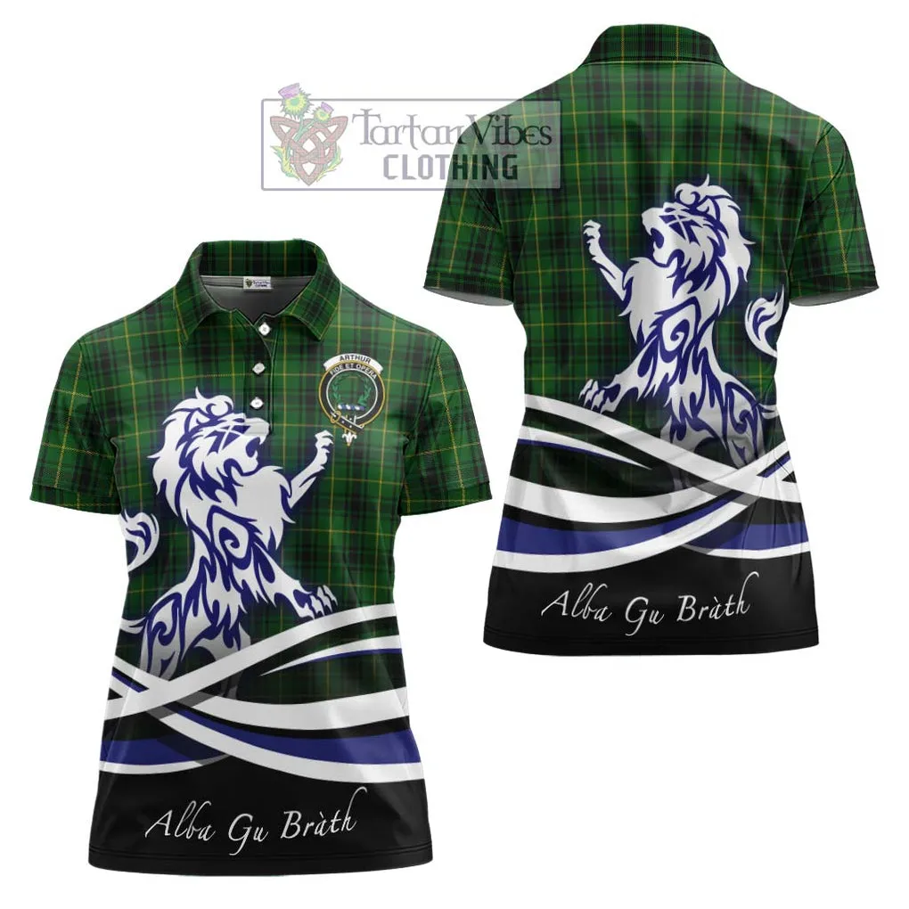 Arthur Tartan Women's Polo Shirt with Alba Gu Brath Regal Lion Emblem