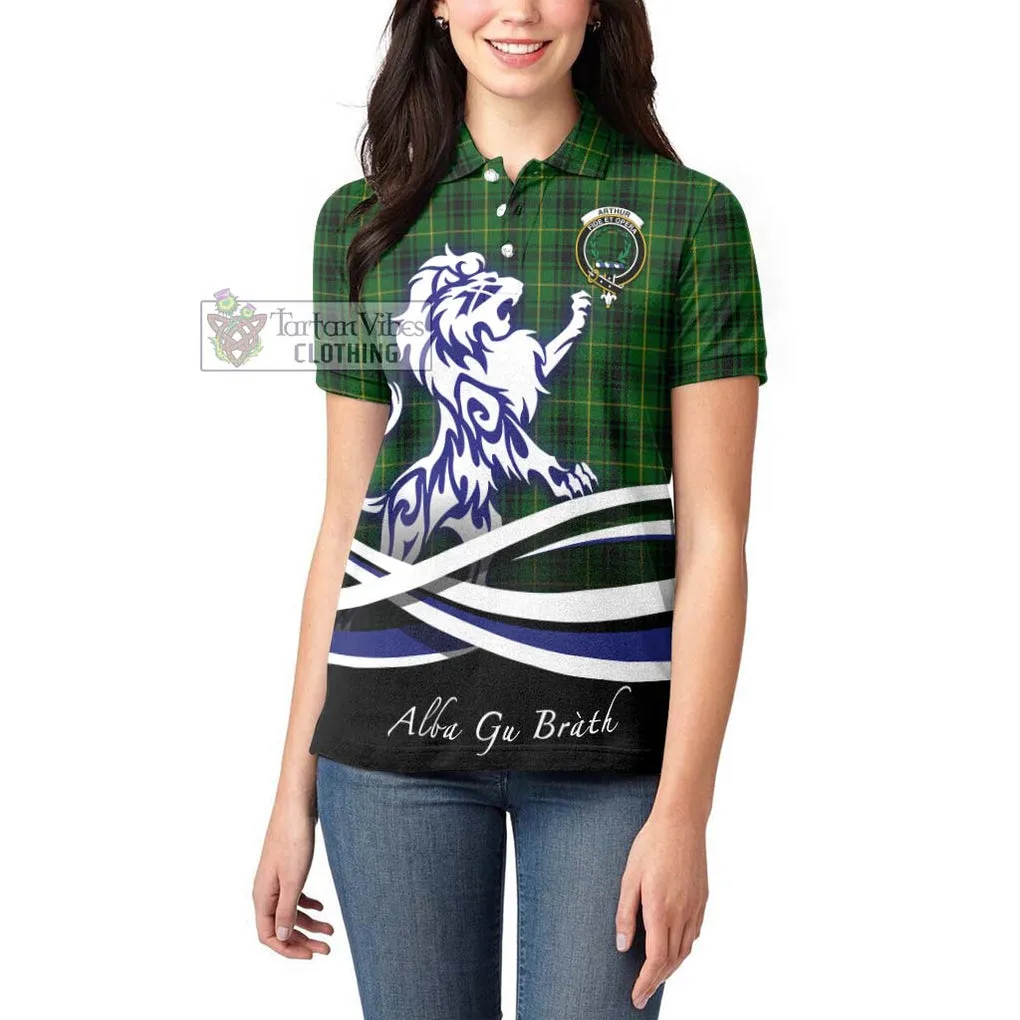 Arthur Tartan Women's Polo Shirt with Alba Gu Brath Regal Lion Emblem