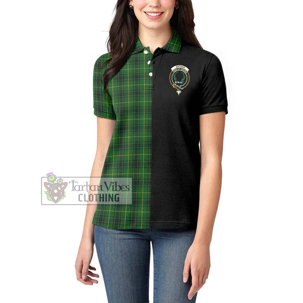 Arthur Tartan Women's Polo Shirt with Family Crest and Half Of Me Style