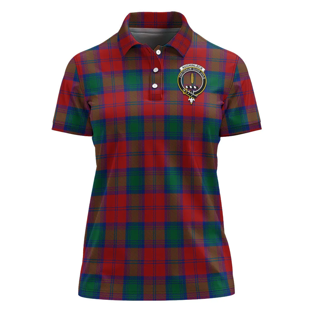 Auchinleck (Affleck) Tartan Polo Shirt with Family Crest For Women