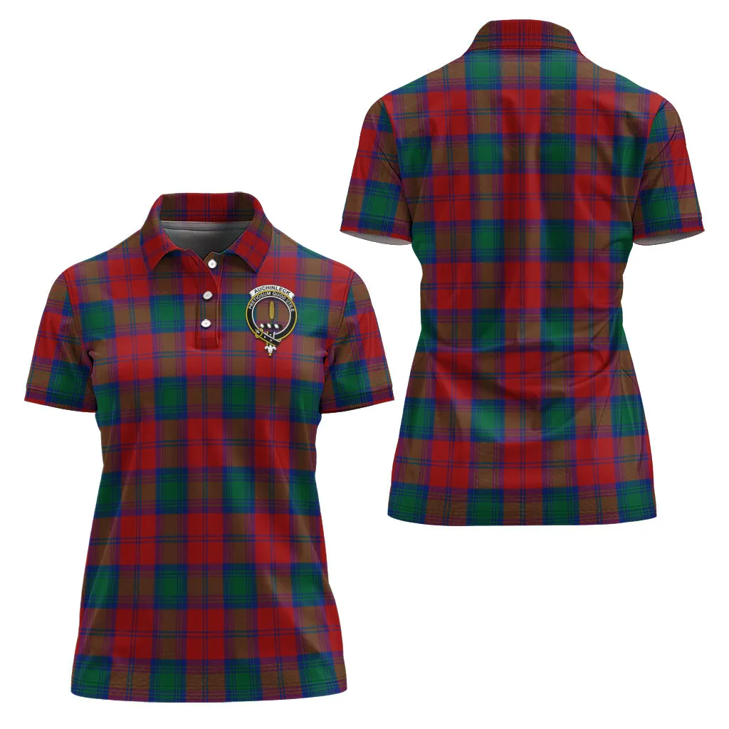 Auchinleck (Affleck) Tartan Polo Shirt with Family Crest For Women