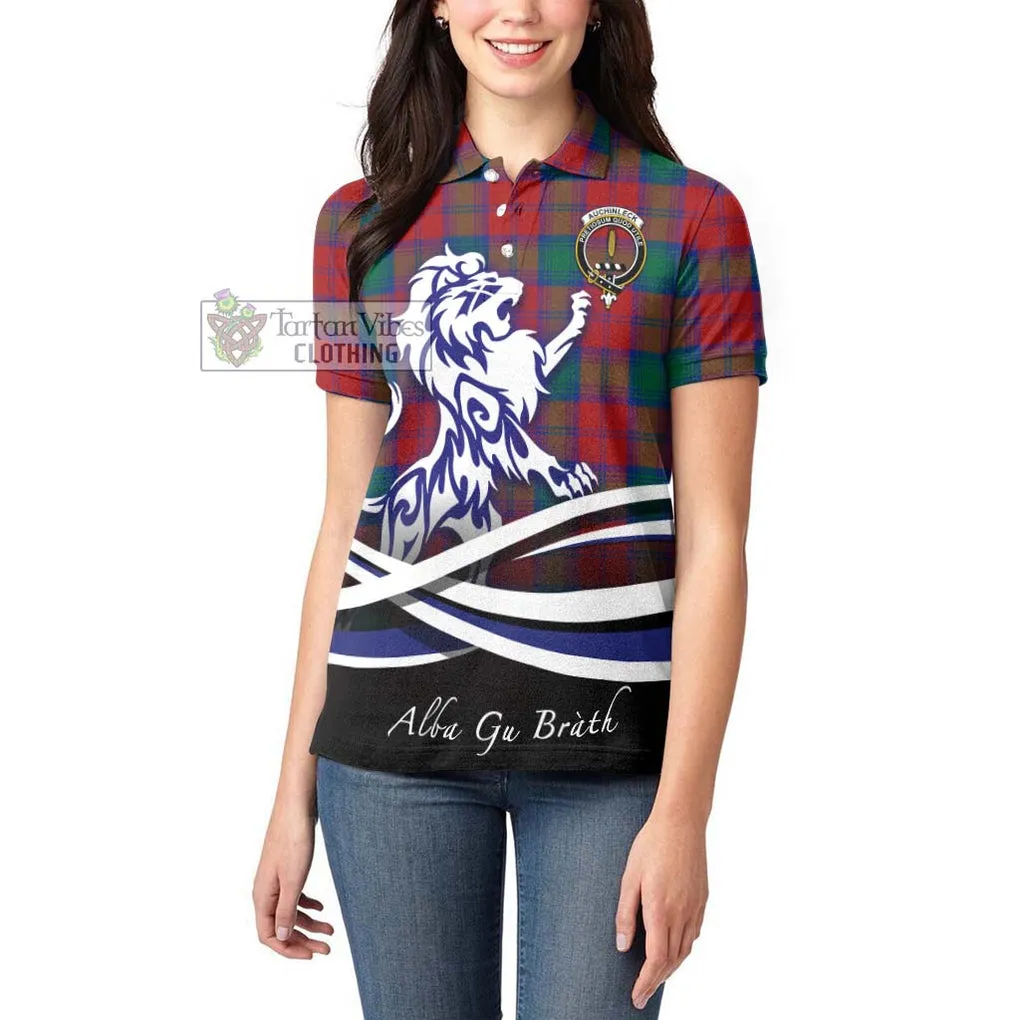 Auchinleck (Affleck) Tartan Women's Polo Shirt with Alba Gu Brath Regal Lion Emblem