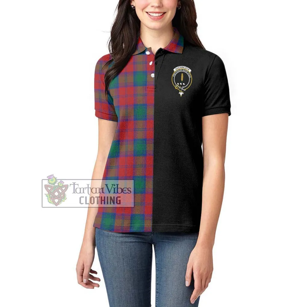 Auchinleck (Affleck) Tartan Women's Polo Shirt with Family Crest and Half Of Me Style