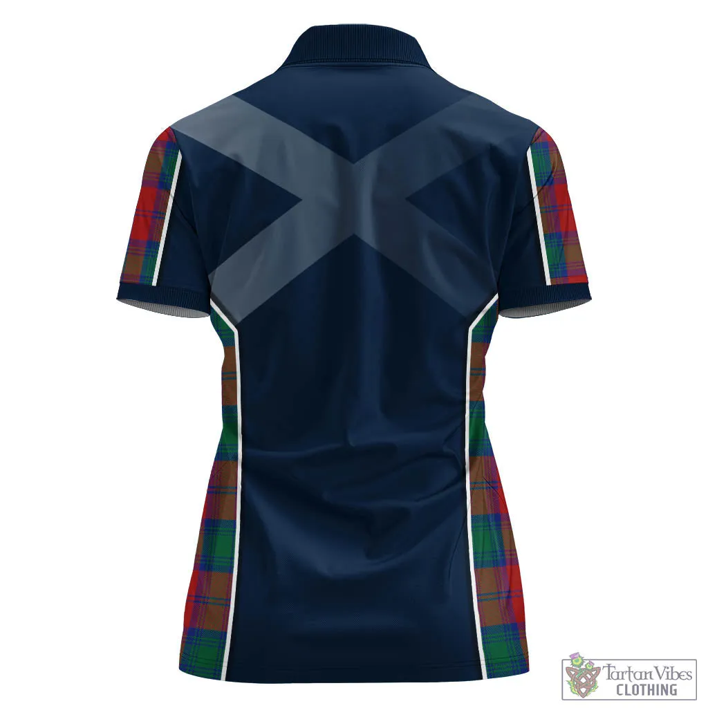 Auchinleck (Affleck) Tartan Women's Polo Shirt with Family Crest and Lion Rampant Vibes Sport Style