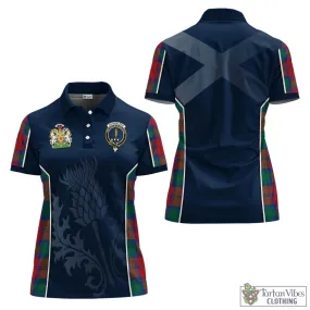 Auchinleck (Affleck) Tartan Women's Polo Shirt with Family Crest and Scottish Thistle Vibes Sport Style