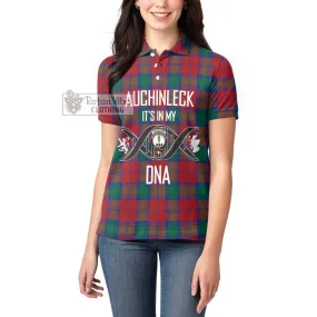 Auchinleck (Affleck) Tartan Women's Polo Shirt with Family Crest DNA In Me Style