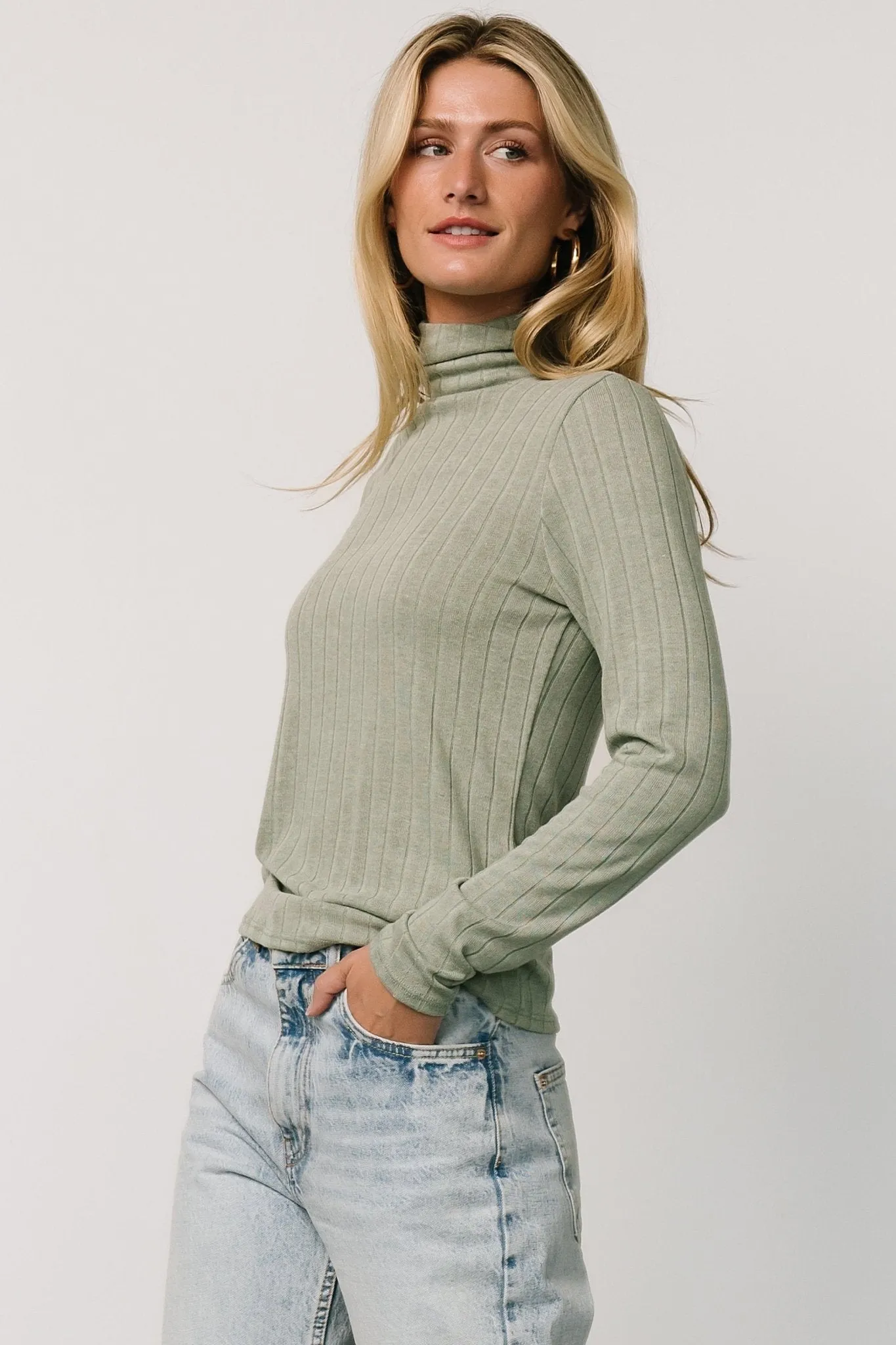 Axel Turtleneck Top | Sage