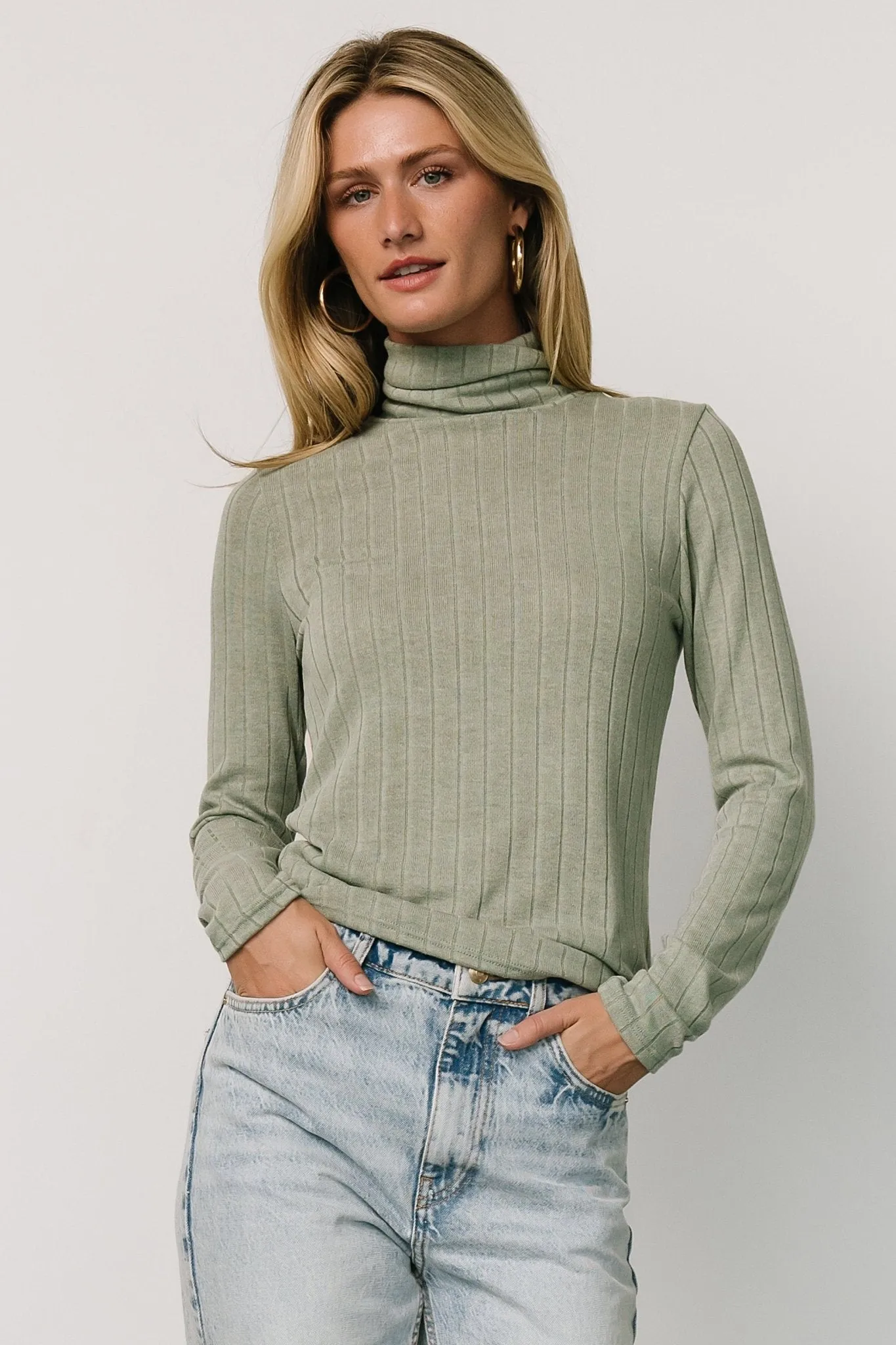 Axel Turtleneck Top | Sage