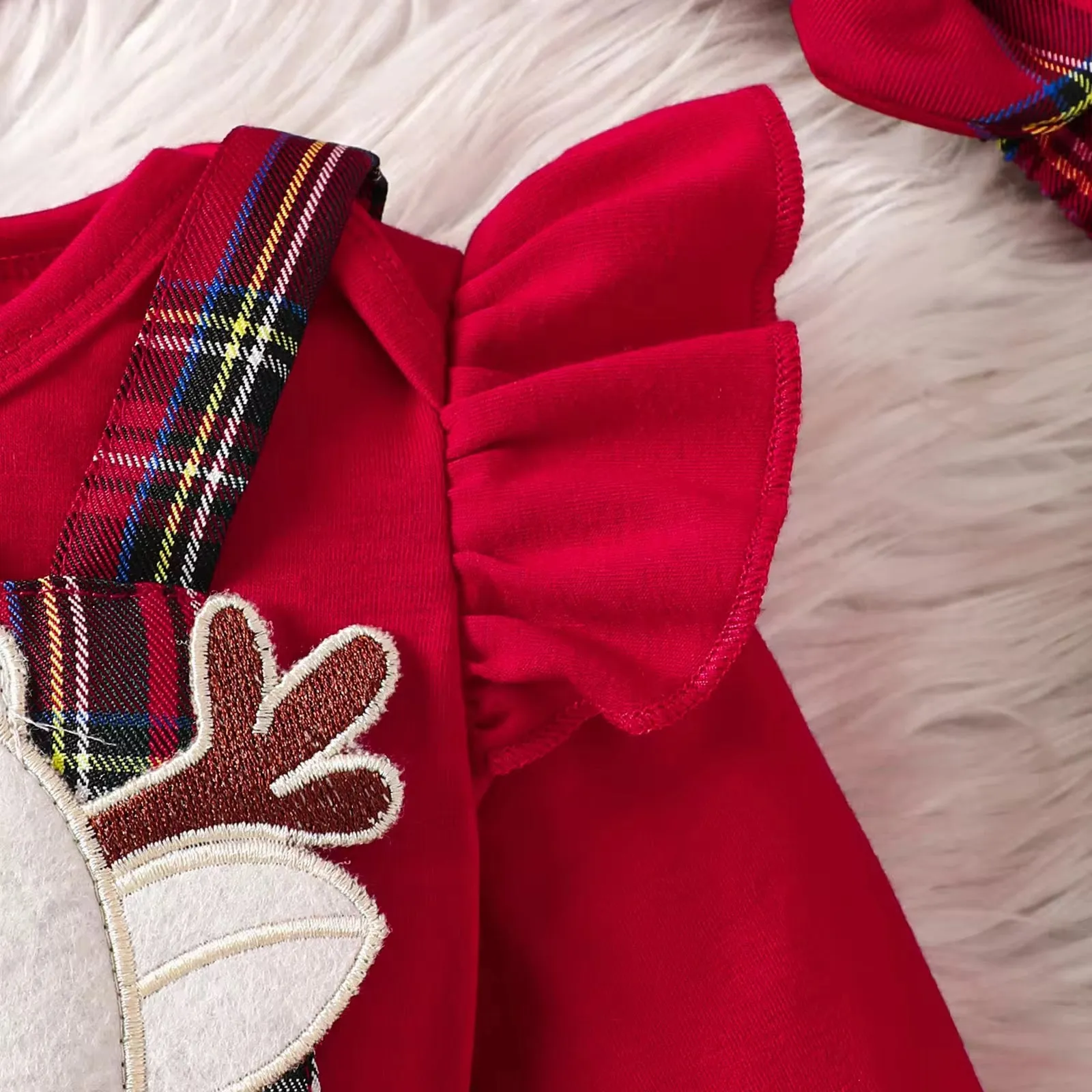 Baby Girl Red Dress And Romper Set