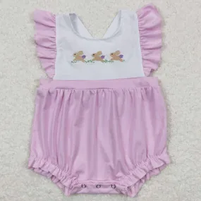 Baby Infant Girls Romper Easter Purple Rabbits Flutter Sleeve Rompers SR0620