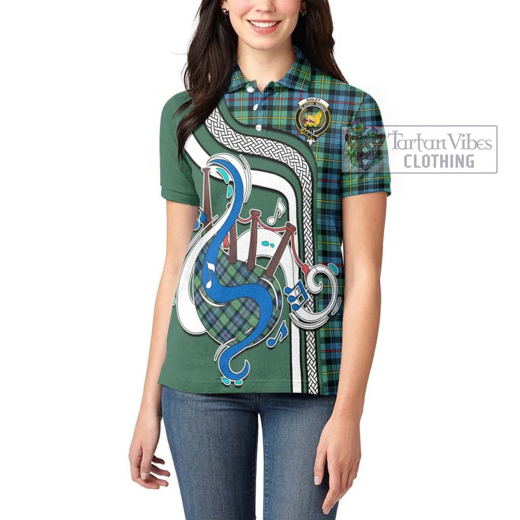 Bailey Ancient Tartan Women's Polo Shirt with Epic Bagpipe Style