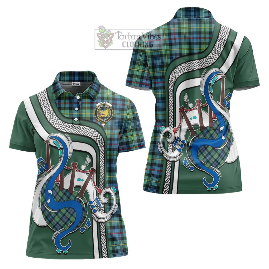 Bailey Ancient Tartan Women's Polo Shirt with Epic Bagpipe Style