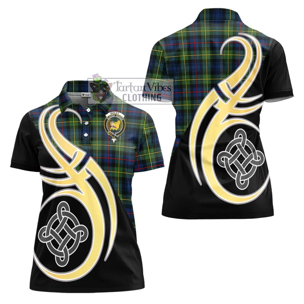 Bailey Modern Tartan Women's Polo Shirt with Family Crest and Celtic Symbol Style