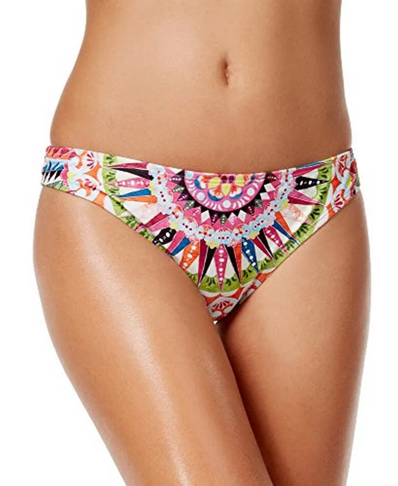 Bar III Women's Cartwheels Printed Cheeky Hipster Bikini Bottoms, Multi, XS