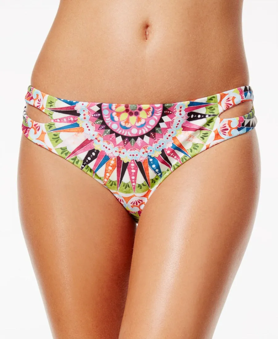 Bar III Women's Cartwheels Printed Cheeky Hipster Bikini Bottoms, Multi, XS