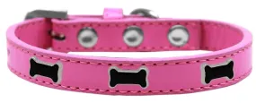 Black Bone Widget Dog Collar Bright Pink Size 16