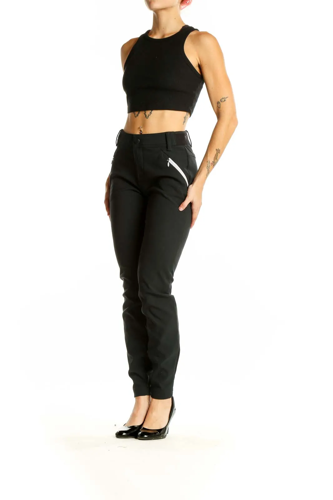 Black Slim-Fit Performance Pants