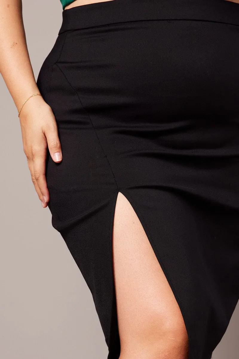 Black Split Pencil Skirt