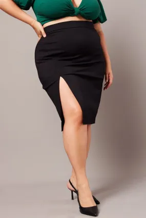 Black Split Pencil Skirt