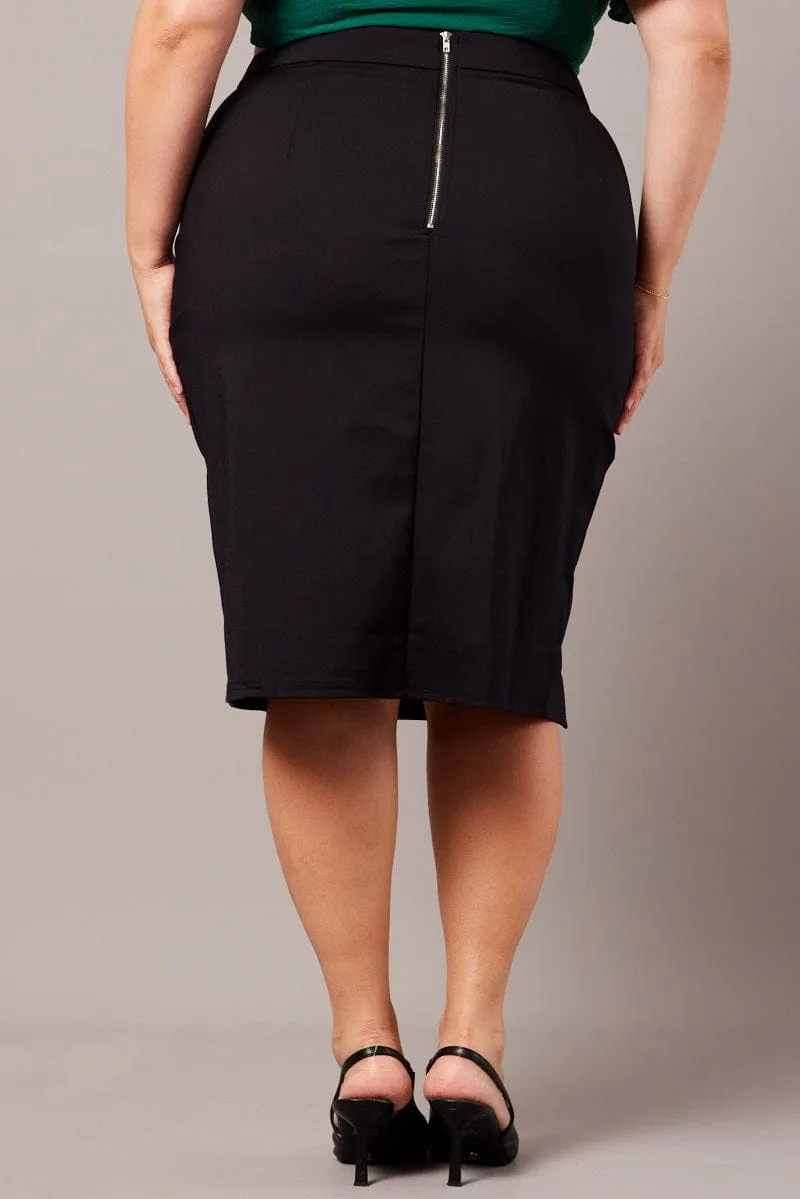 Black Split Pencil Skirt