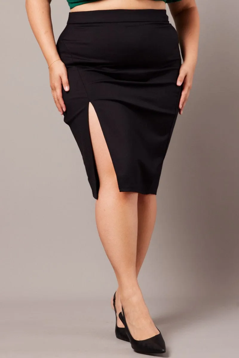 Black Split Pencil Skirt