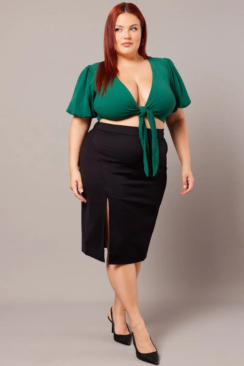 Black Split Pencil Skirt