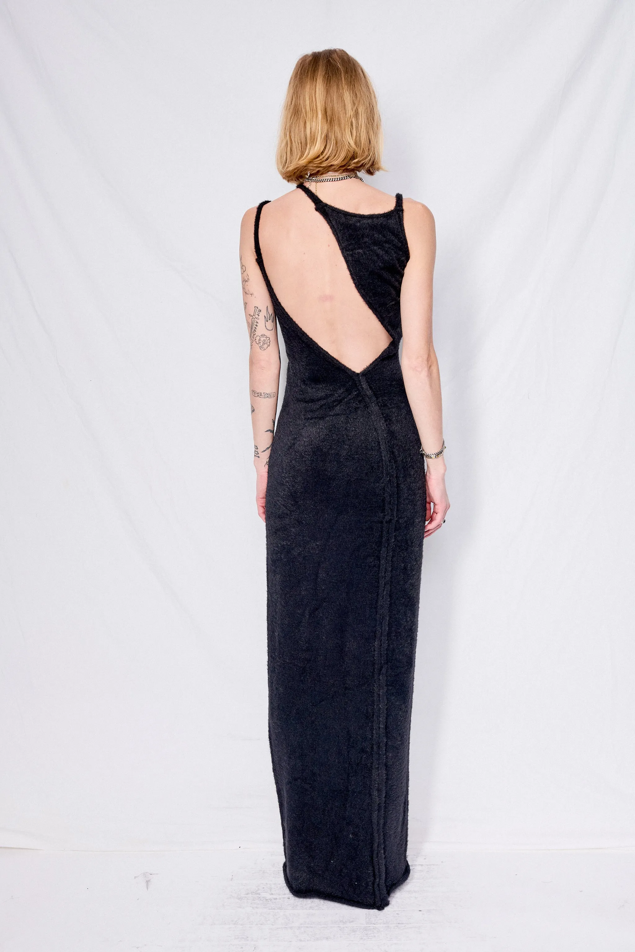 Black Strappy Knit Maxi Dress