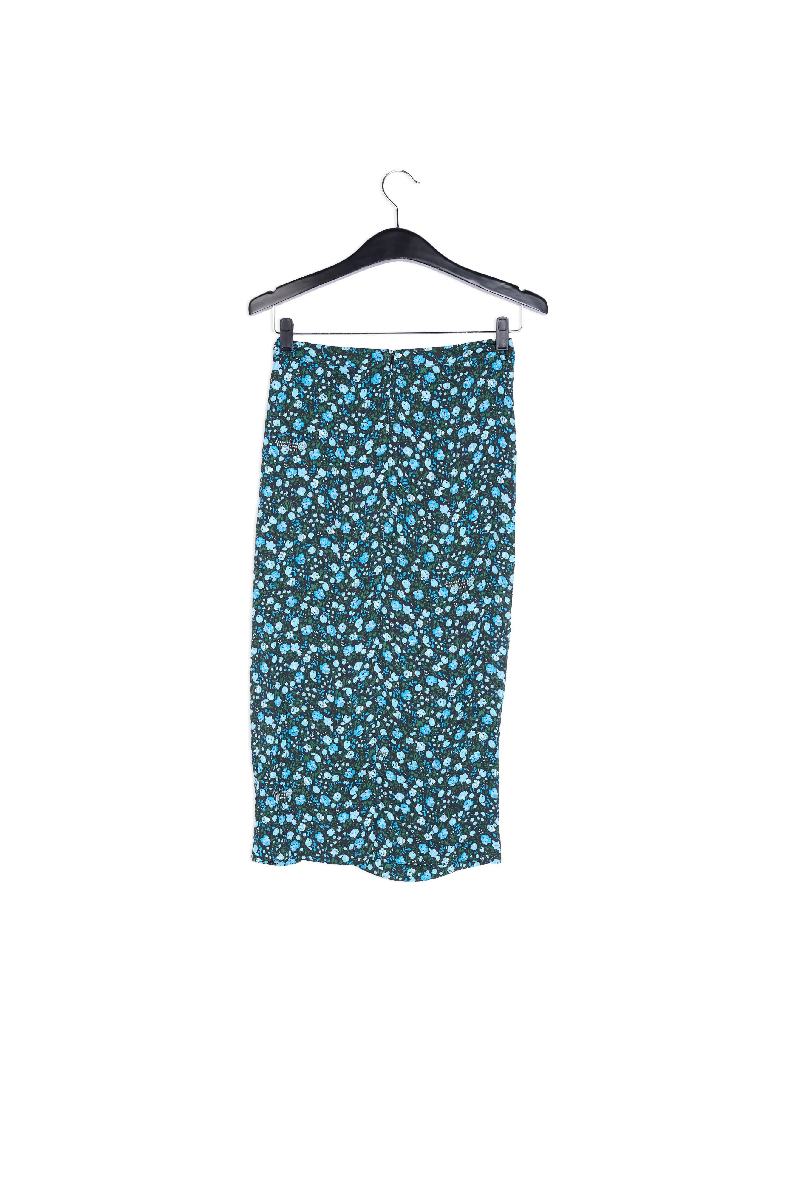 Blue and green floral print pencil skirt