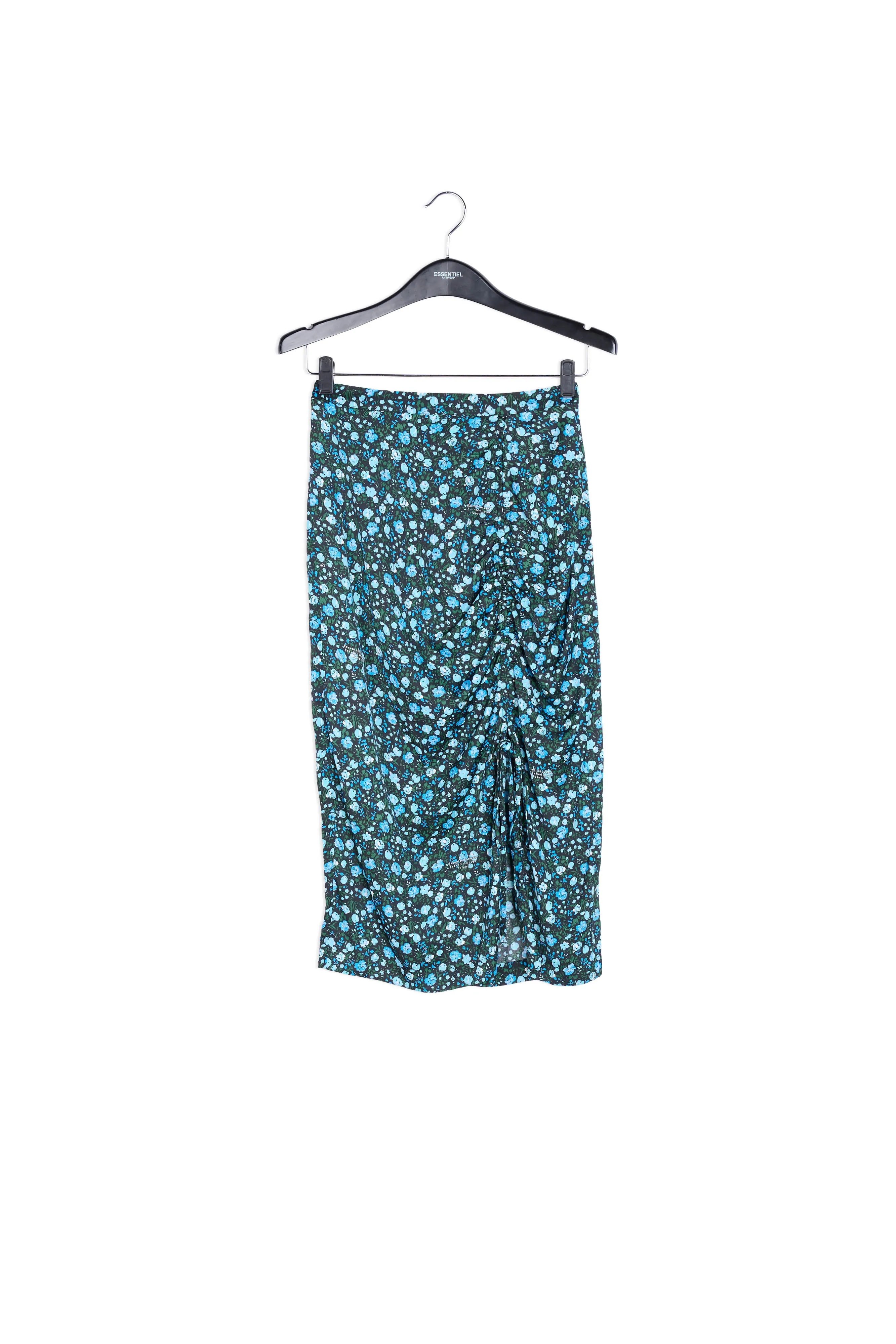 Blue and green floral print pencil skirt