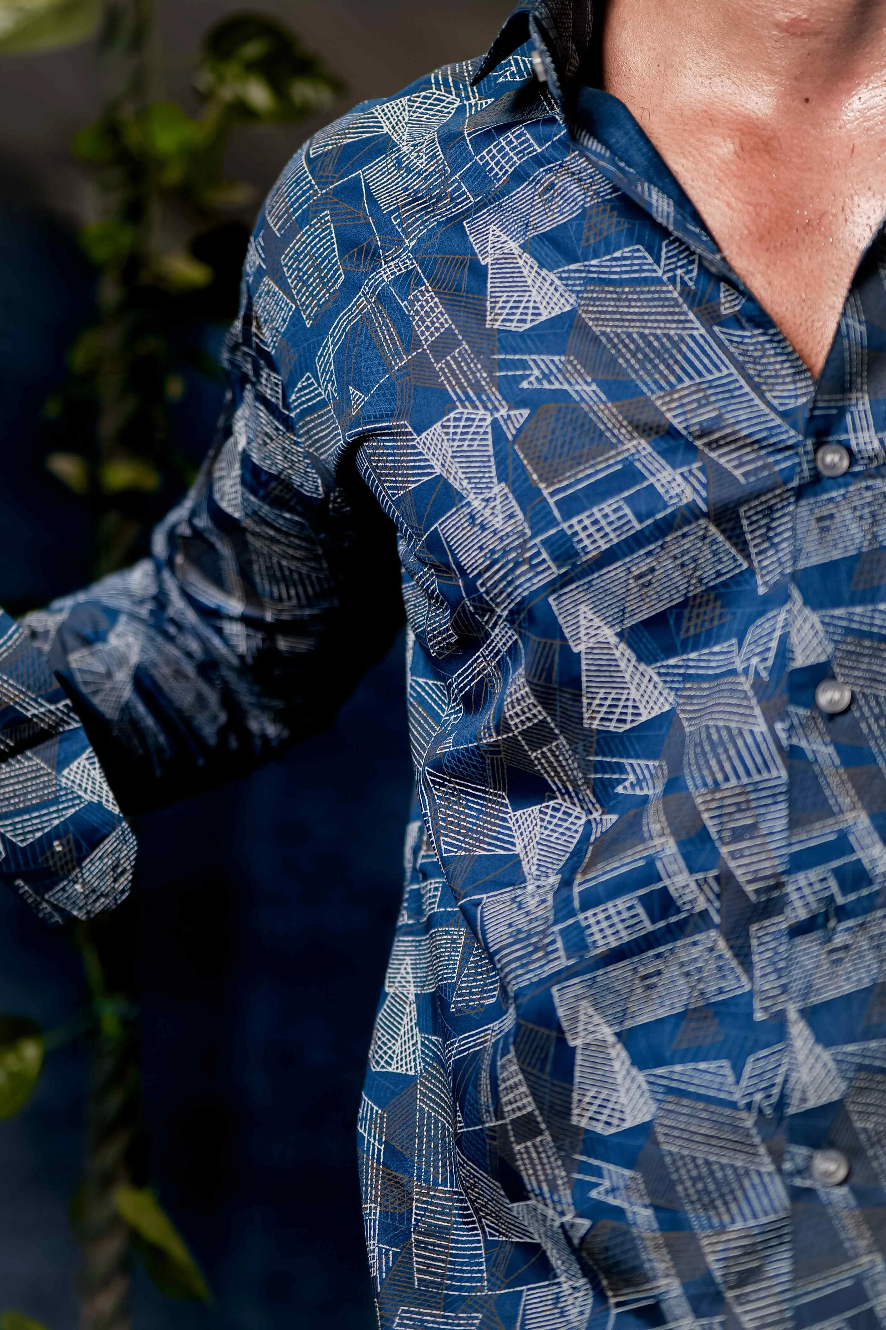 Blue Satin Print Premium Shirt