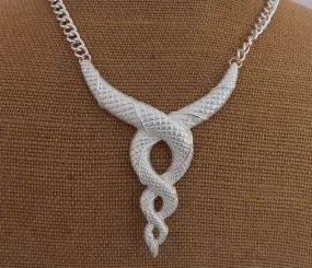 Bright Silver Tone Snake Collar Necklace