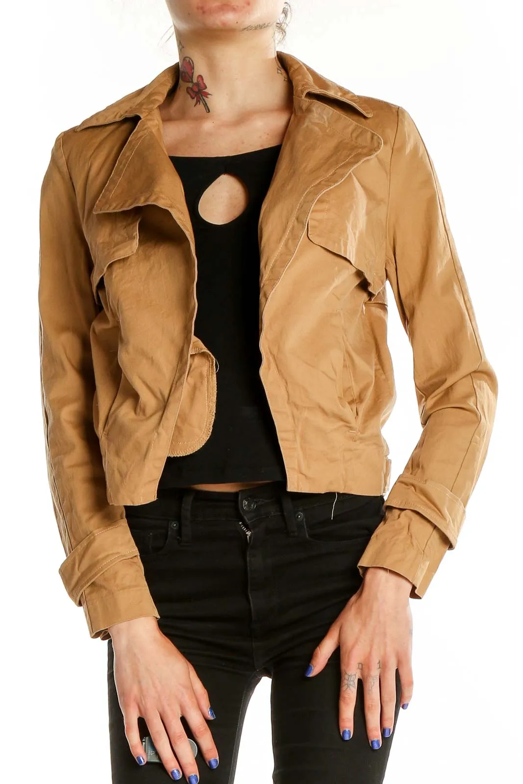 Camel Cropped Moto Jacket