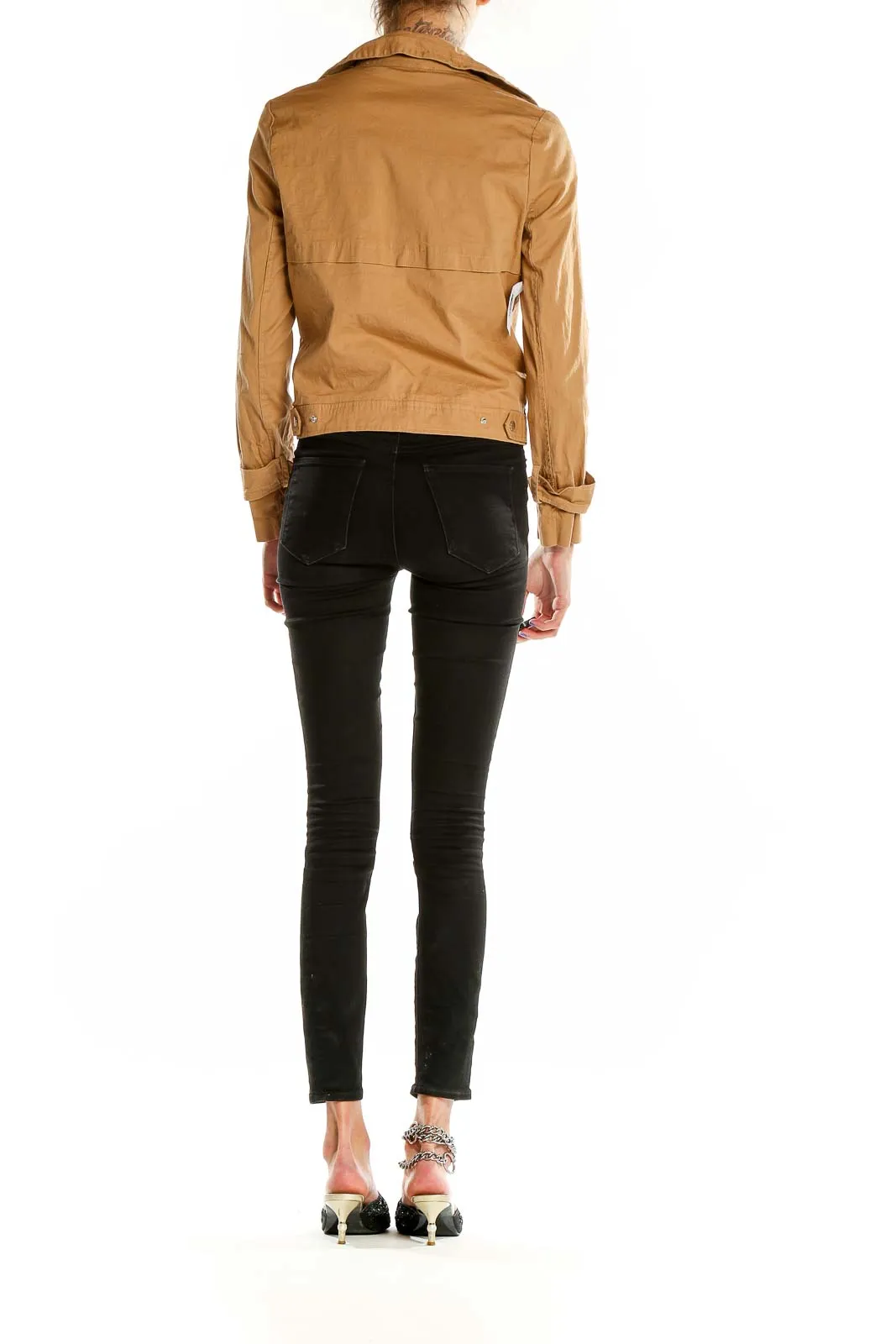 Camel Cropped Moto Jacket