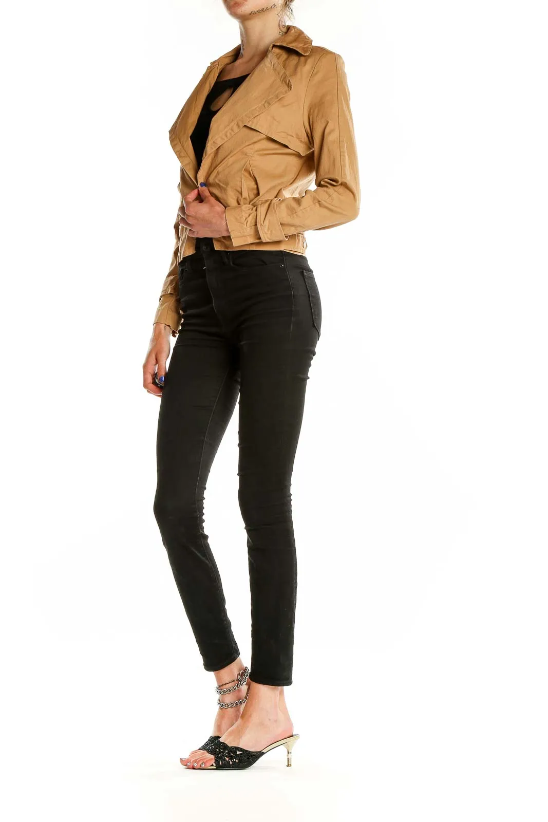 Camel Cropped Moto Jacket